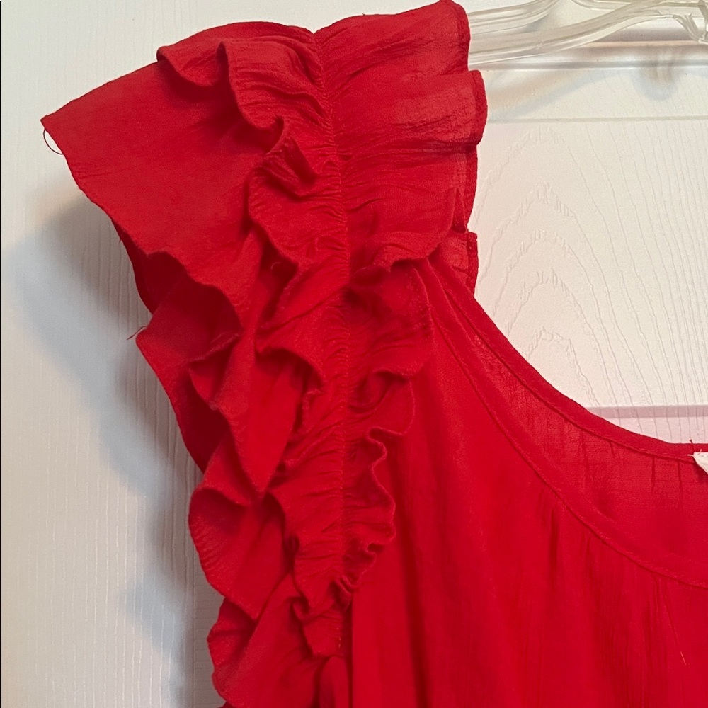 Blu Pepper Vibrant Red Ruffle Blouse - Picture 3 of 3